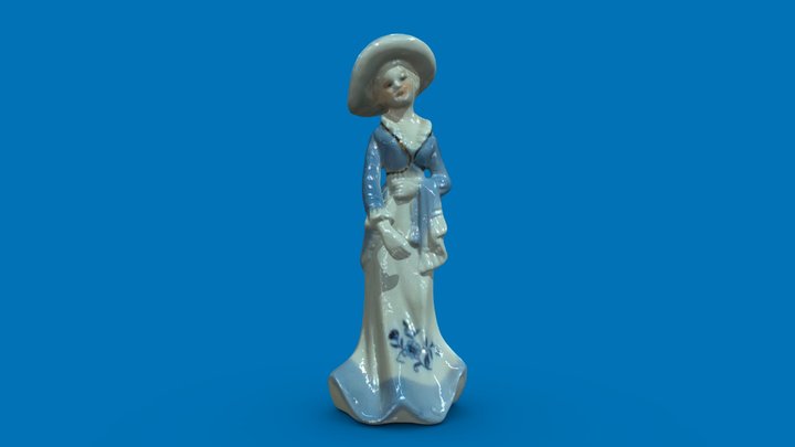 Capodimonte blue lady with hat 3D Model