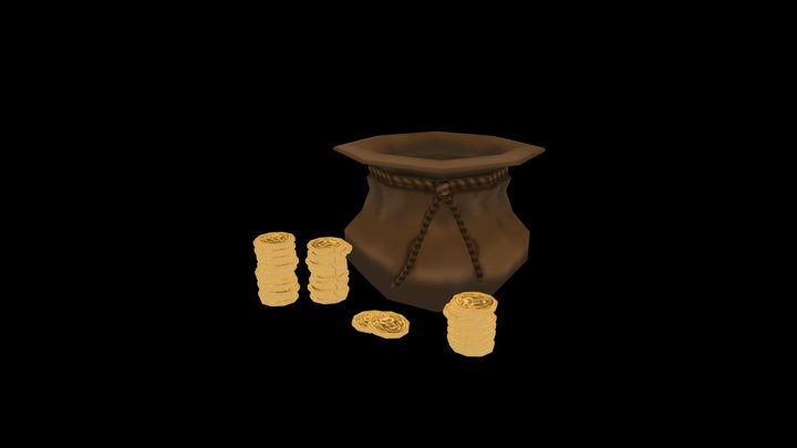 Gold Coin Pouch 3D Asset 3D Model