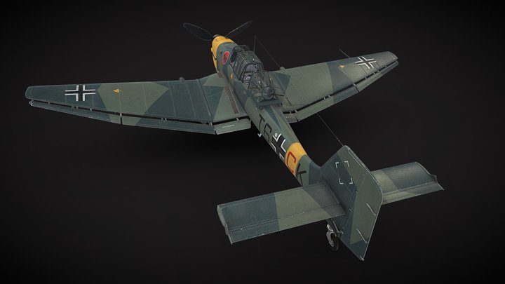 Ju87 Stuka B2 Dive Bomber (T6+CK) Parked 3D Model