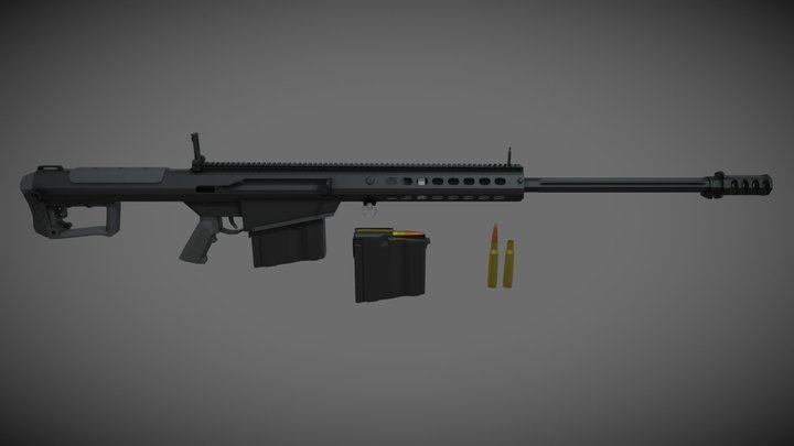 low-poly Barrett M82 A1 – Free 3D Model STL