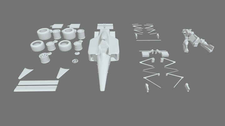 1988 F1 Car 3D Print - Disassembled 3D Model