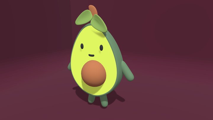 Cute Avocado 3D Model
