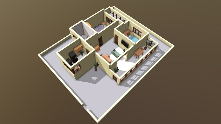 80 M2 House 3D Model