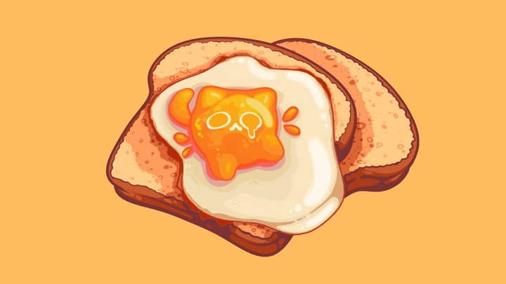 🍳Purrfect egg on toast🍳 3D Model