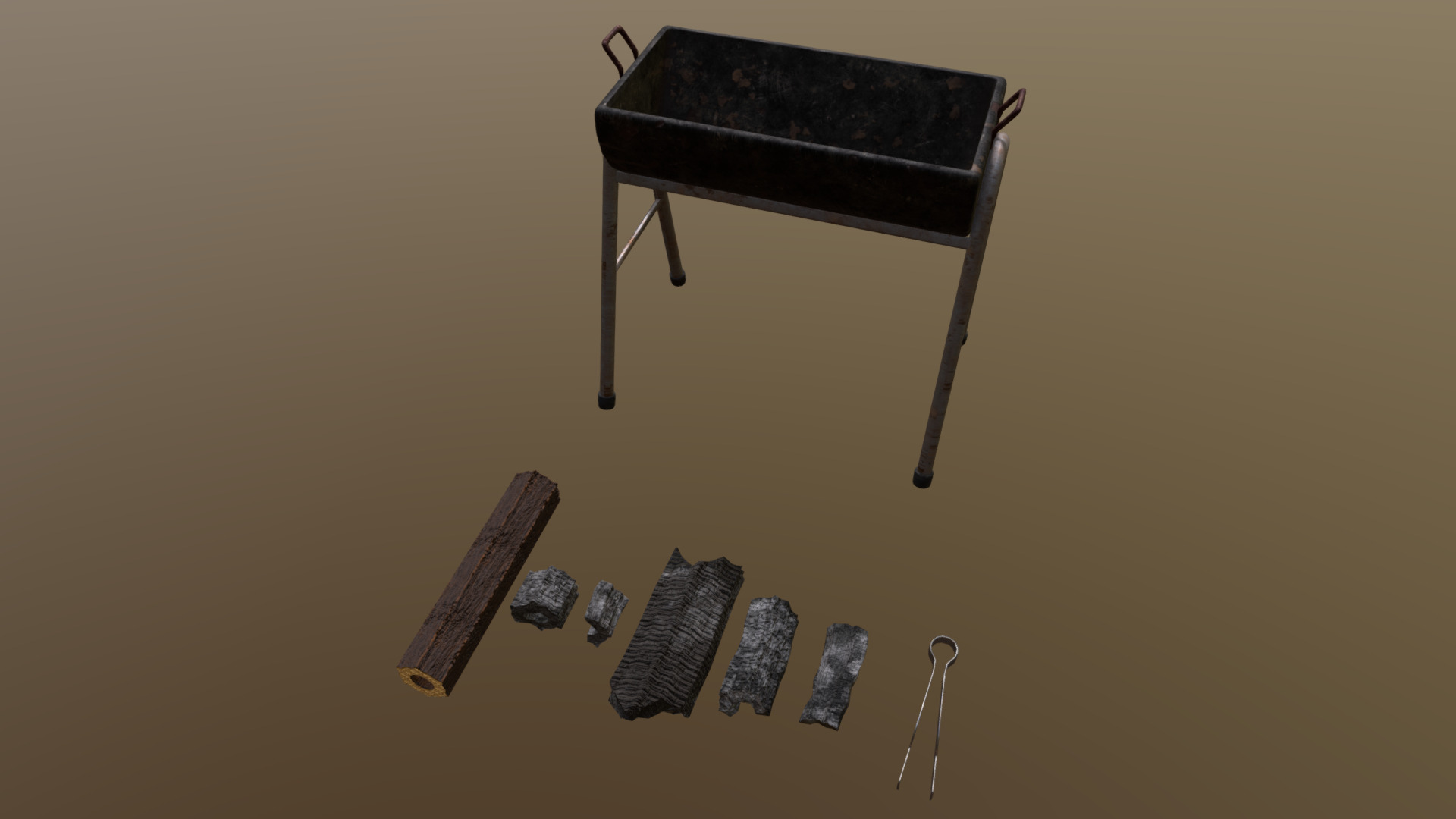 3D model HIE Grill Set D180302 - This is a 3D model of the HIE Grill Set D180302. The 3D model is about a table with tools on it.