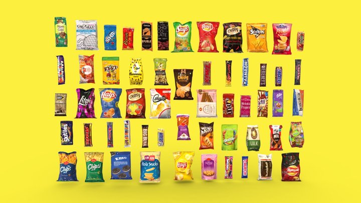 Snacks bars packages 3D Model