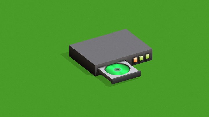Low Poly DVD Player (& CD) 3D Model