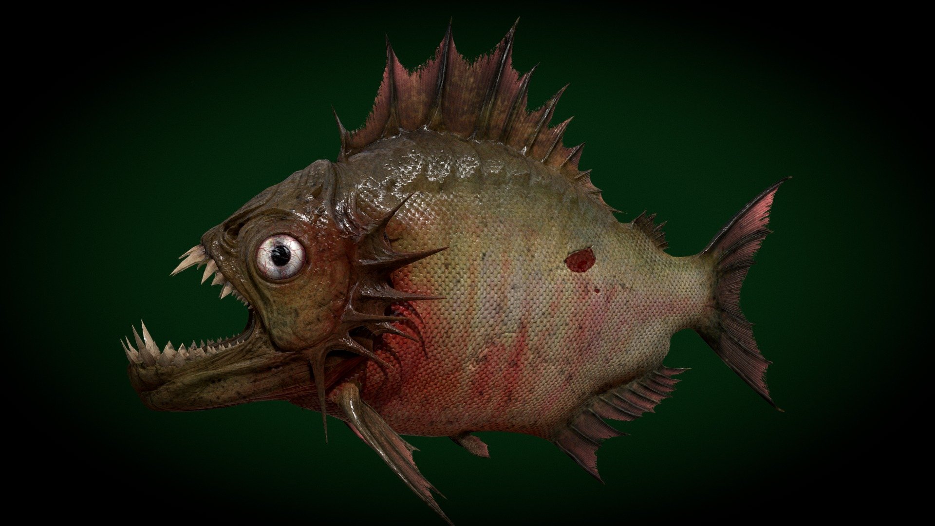 Рыба голод. Рыба Пиранья. 3d model Пиранья. Марианская впадина удильщик.