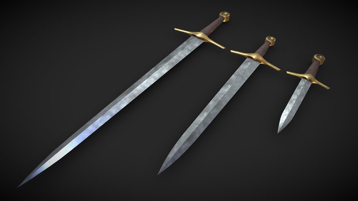 Dagger, Short sword & Longsword 3D Model