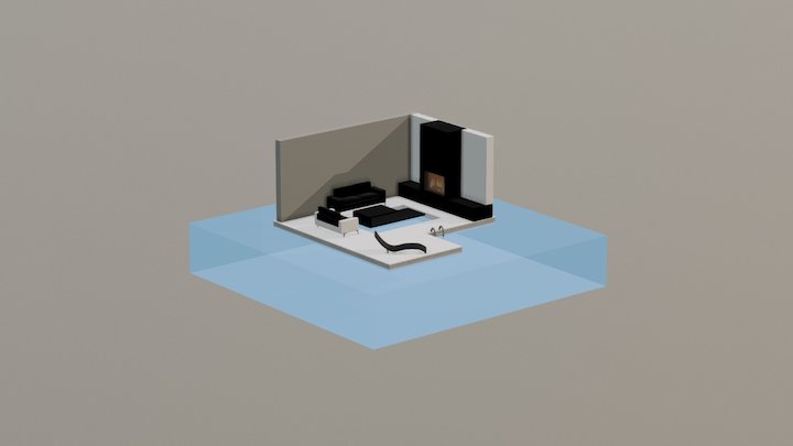 Isometric floating room 3D Model