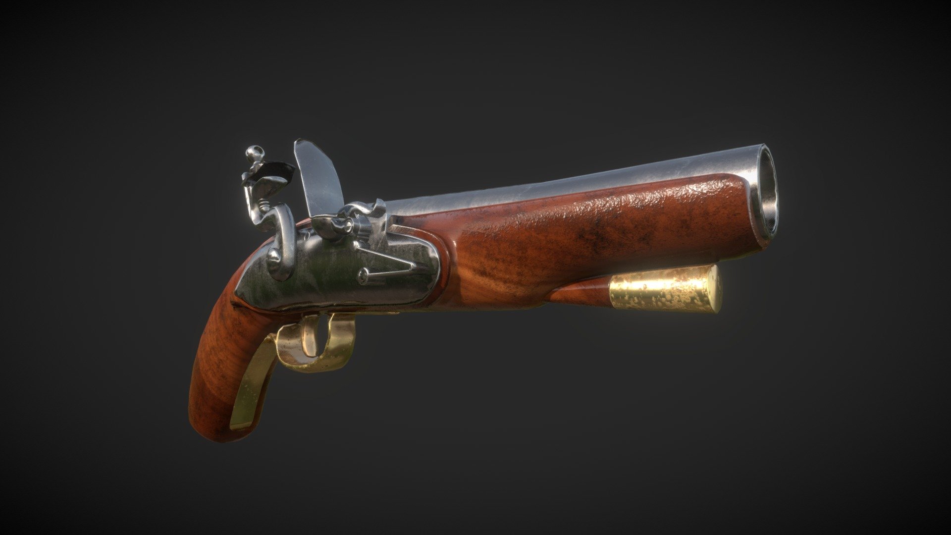 Lowpoly Flintlock pistol - 3D model by talajkowski [bb1ae98] - Sketchfab