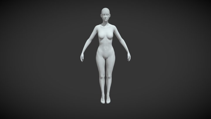 Female Body Mesh A-Pose 3D Model
