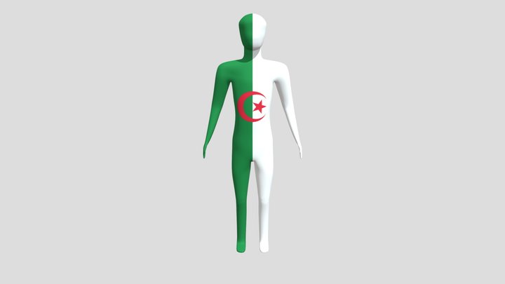 Algeria Man Character Flag 3D Model