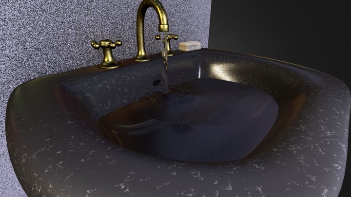 Sink baked in Blender Cycles 3D Model