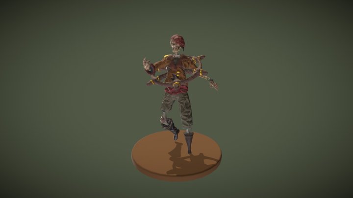 Pirate au gouvernail 3D Model