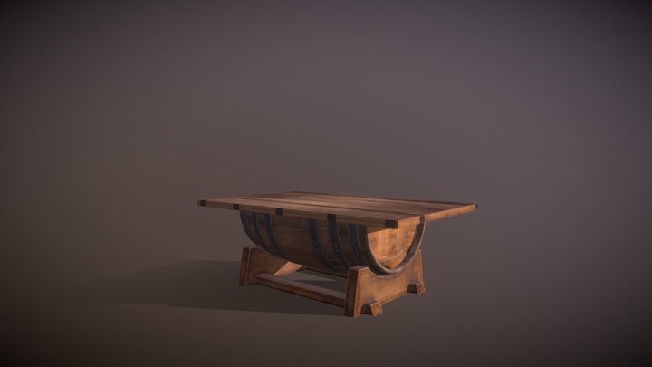 Beautiful wine barrel lift top coffee table. 3D Model