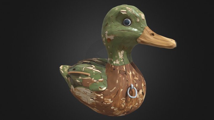 Weathered Wooden Duck Hunting Decoy