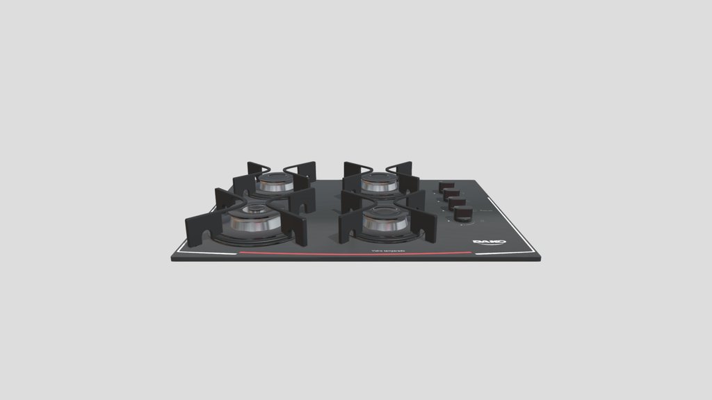 Cooktop 4 Burners Dako Glass Black