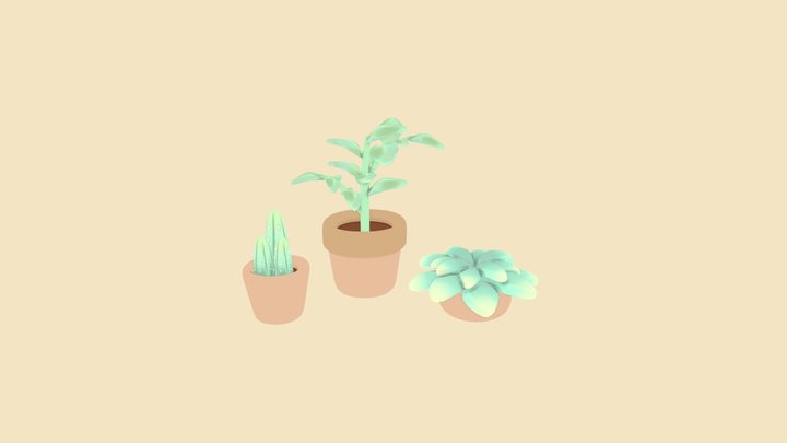 Stylized interior plants 3D Model
