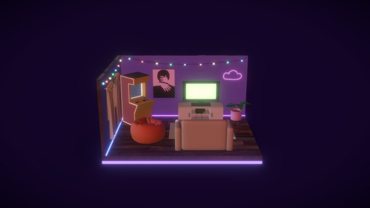 Glowing Game Room 3D Model