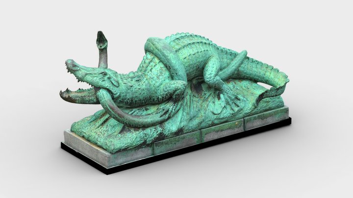 Crocodile luttant avec un serpent – Belgique 3D Model