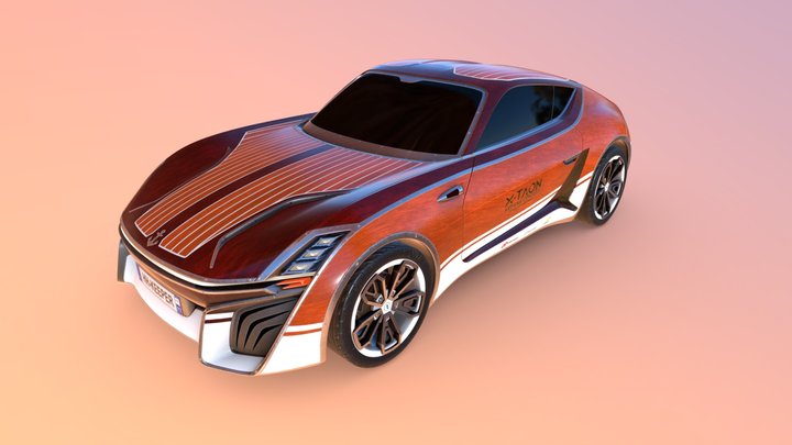 X-TAON ART CAR CONTEST: Wooden boat design 3D Model