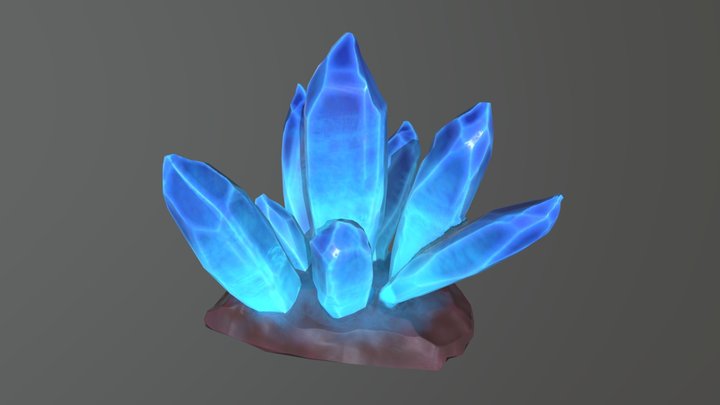 Blizzard-Style Crystal Rocks 3D Model