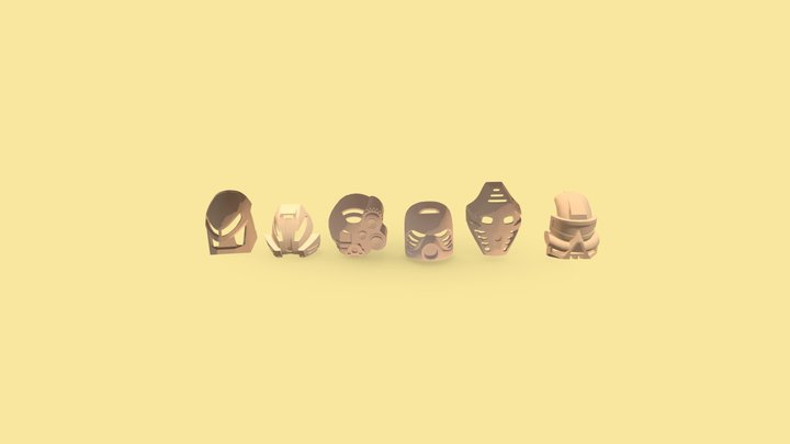 Toa Mata Golden Masks 3D Model