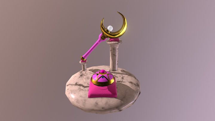 Sailor Moon Crescent Moon Wand And Compact 3D Model
