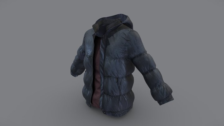Men's Padded Coat With Tshirt 3D Model
