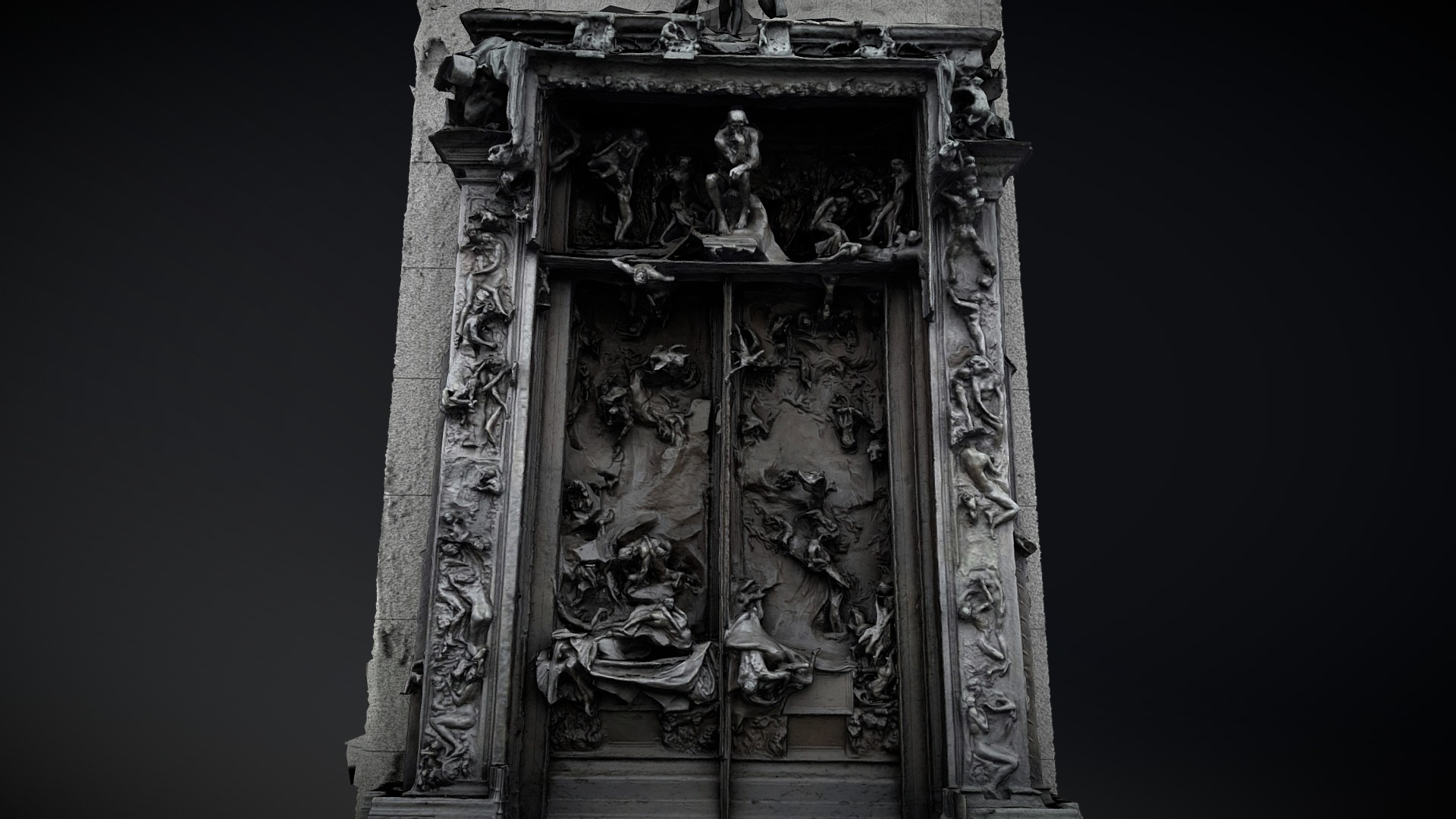 3D model The Gates of Hell - This is a 3D model of the The Gates of Hell. The 3D model is about a wood carving of a man and woman.