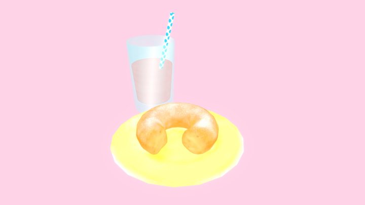 Donut and Milk 3D Model