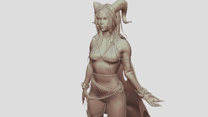 Horned Elf Lady Sculpt 3D Model
