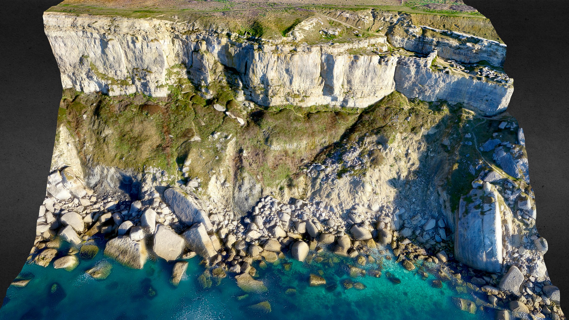 3D model Cliff Face, Isle of Portland - This is a 3D model of the Cliff Face, Isle of Portland. The 3D model is about a large rock formation with many small rocks in it.