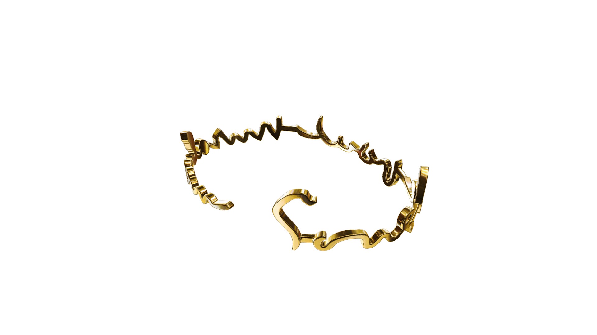 3D model Sous le Pont Mirabeau bracelet - This is a 3D model of the Sous le Pont Mirabeau bracelet. The 3D model is about a gold chain with a black background.