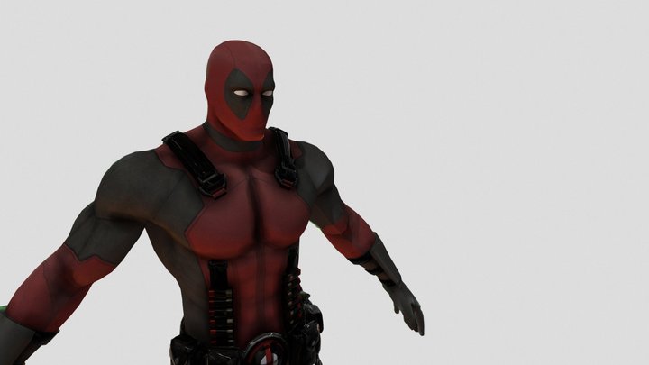 Deadpool Fully Rigged with facial rig 3D Model
