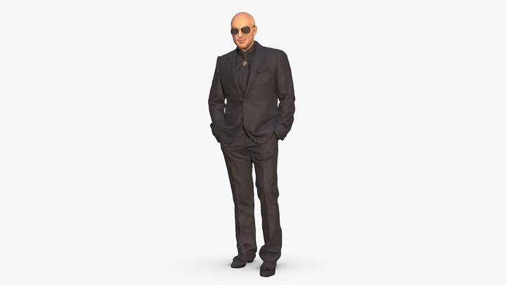 Man in black suit 0152 3D Model