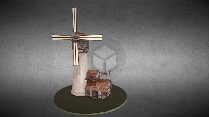 White Windmill House 3D Model