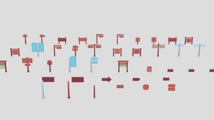 Lowpoly Sign Asset Pack 3D Model