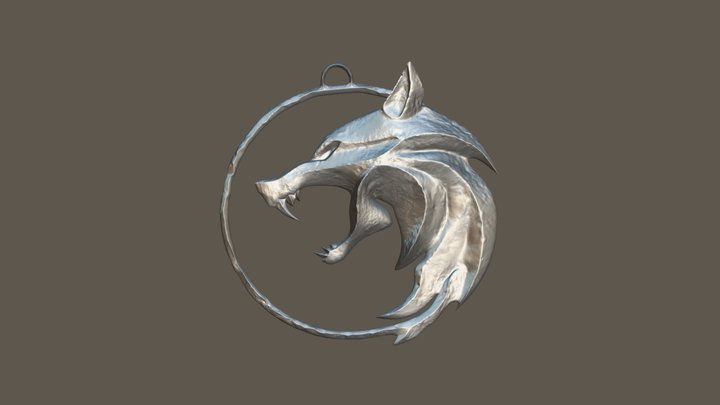 Witcher Wolf Medallion Netflix Low Poly