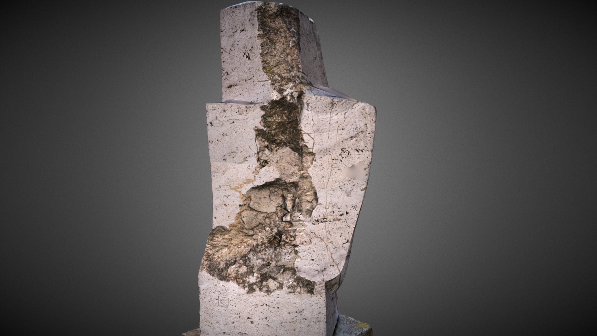 3D model Vertical form / forma verticala - This is a 3D model of the Vertical form / forma verticala. The 3D model is about a stone pillar with a carved face.