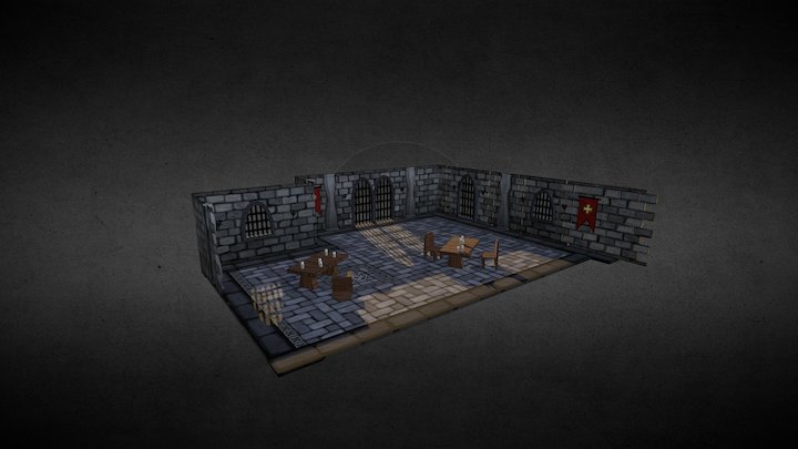 Hand Painted Modular Dungeon Set (Example Build) 3D Model