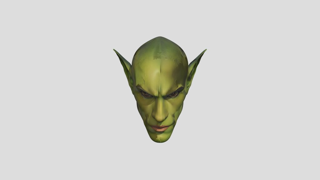 Green-skinned humanoid head