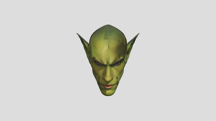 Green-skinned humanoid head 3D Model