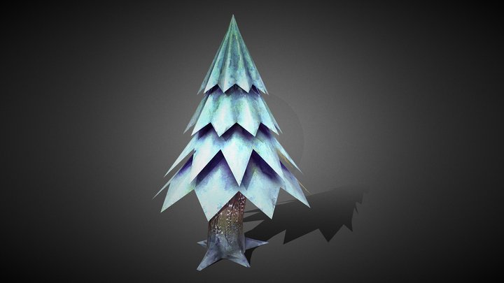 Snowy Stylised Tree 3D Model