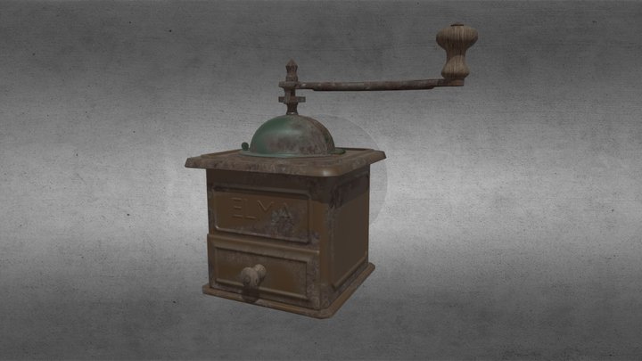 Viejo molinillo de café con animación. 3D Model