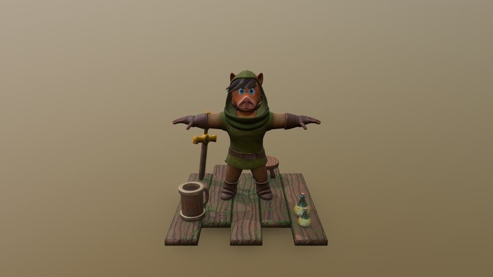 Animal Character - Boar Archer 3D Model