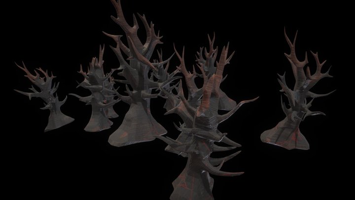 Dead looking creepy trees with no leaves 3D Model