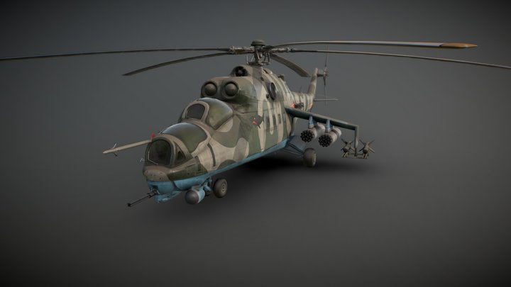Hind Attack Helicopter 3D Model