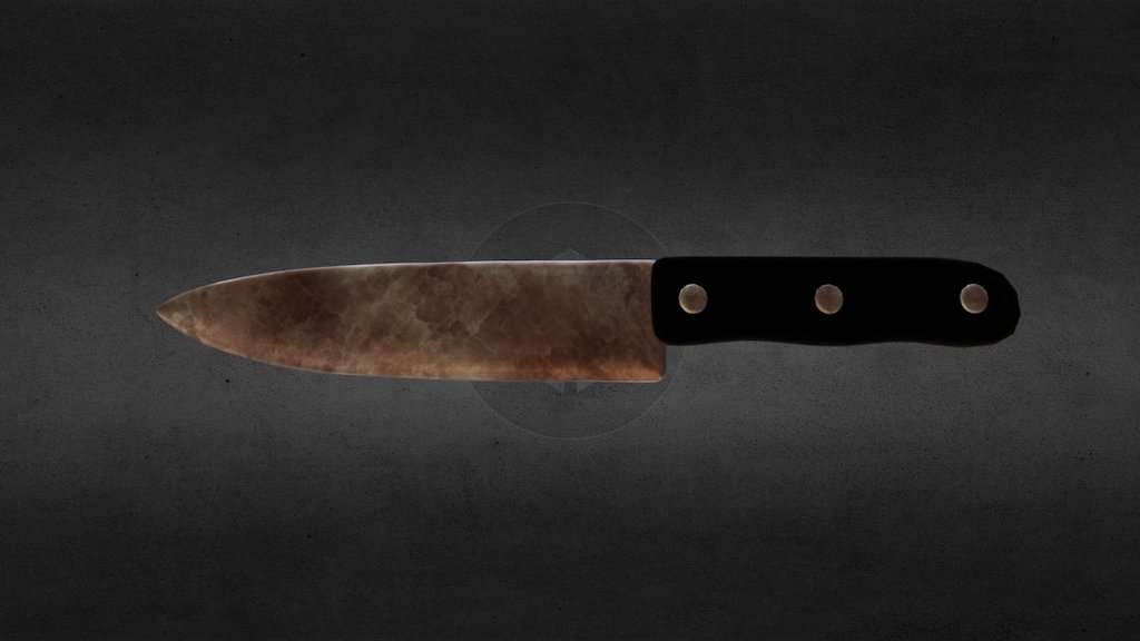 Old Rusty Kitchen Knife Black Handle 3D model by HarvestHillGames